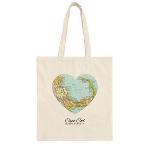 Cape Cod Heart Map Tote Bag